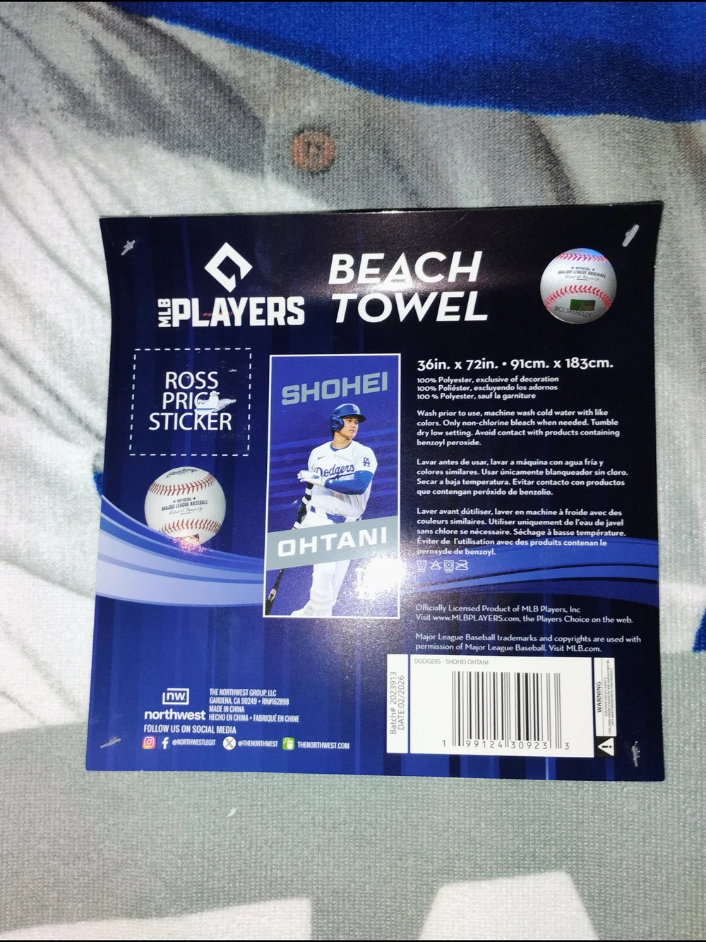 Dodgers Ohtani Beach Towel - Blue & Gray